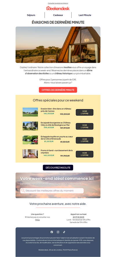 ⏳ Dernière Minute : Weekends extraordinaires