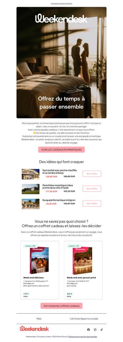 Offrez-leur un week-end dédié à l'amour 💞