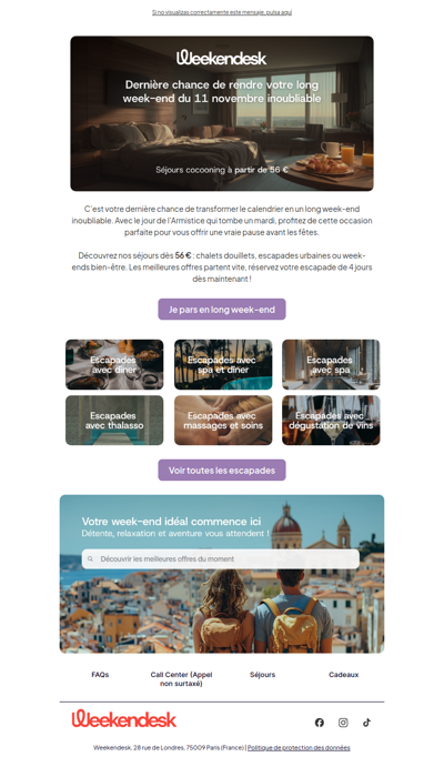 🚨 Dernier appel ! Transformez votre week-end en escapade de 4 jours !