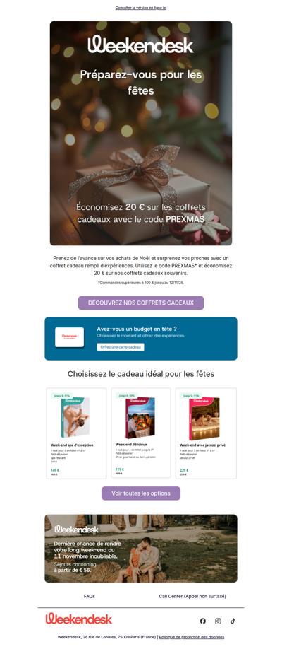 Prenez de l'avance sur la magie de Noël｜20 € de réduction sur vos coffrets cadeaux