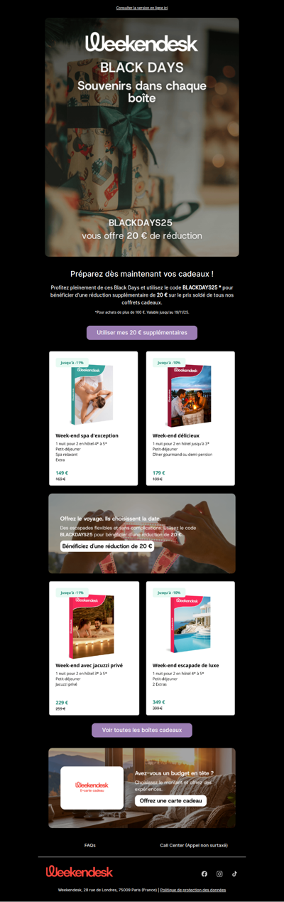 Transformez chaque cadeau en souvenir 20 € de réduction sur les coffrets cadeaux