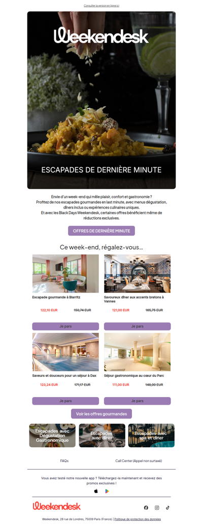 Last minute + menus gourmets : le combo parfait pour une escapade gastronomique