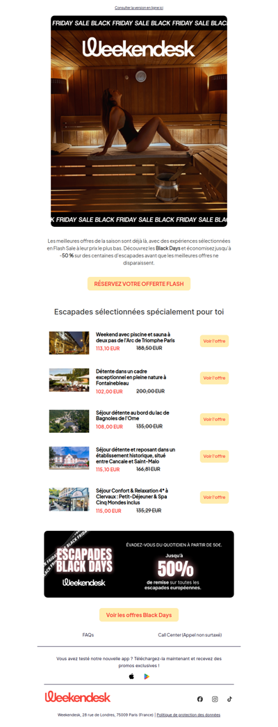 Nos escapades sélectionnées pour vous, profitez des ventes flash et des black days