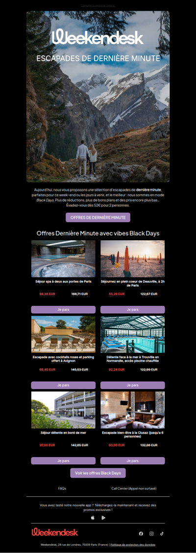 ⏳ Dernière Minute + Black Days : week-end dès 52€