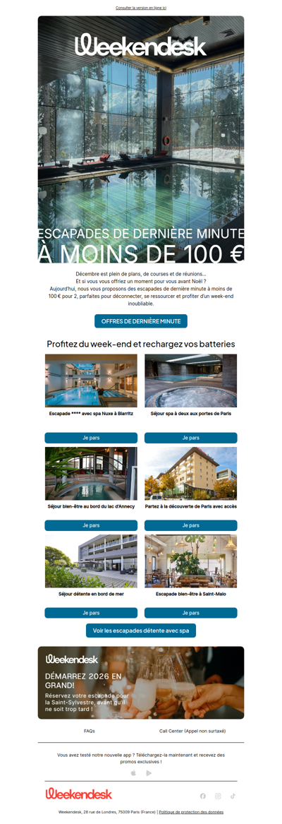 Petits séjours à moins de 100 € pour déconnecter avant Noël !