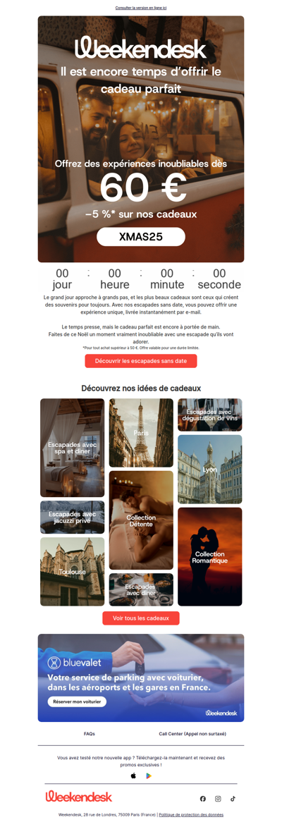 Vous cherchez encore un cadeau ? L’escapade parfaite vous attend