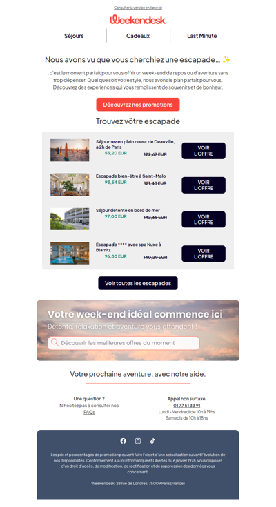 Weekender, l'escapade que vous cherchiez, maintenant à meilleur prix