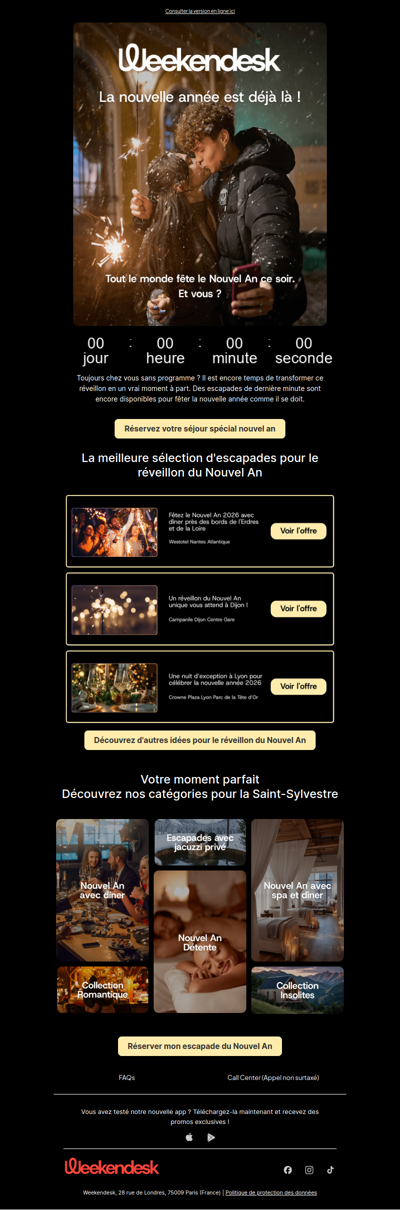 C’est le réveillon ce soir. Ne restez pas chez vous