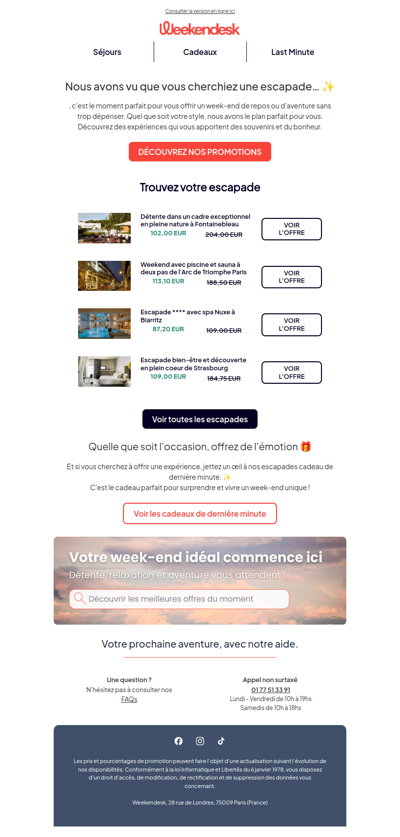 Weekender, l'escapade que vous cherchiez, maintenant à meilleur prix