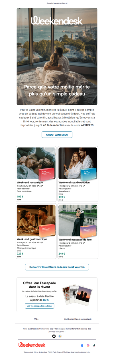 Coffrets cadeaux Saint Valentin jusqu’à 40 % de réduction !