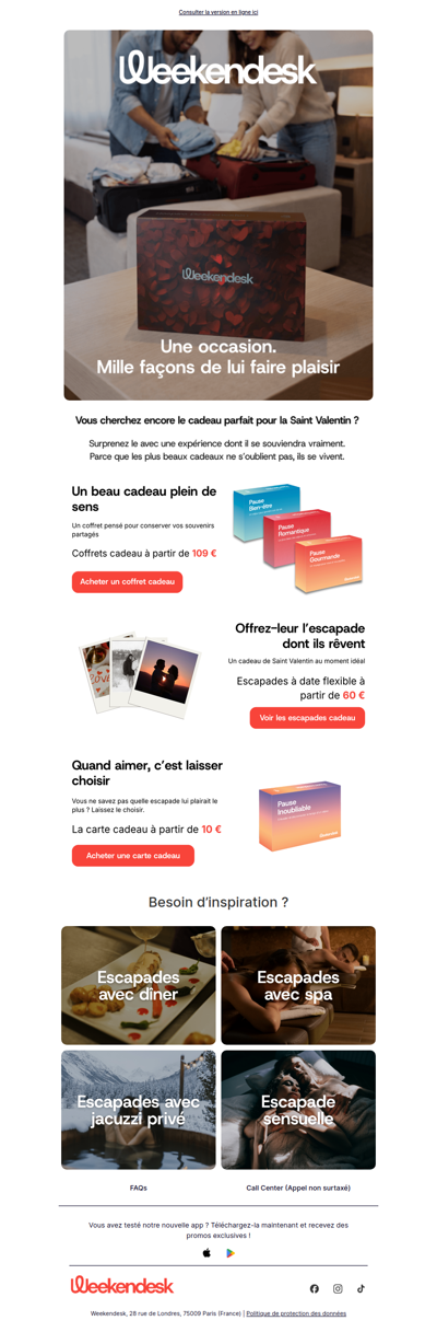 Offrez-lui un Saint Valentin mémorable