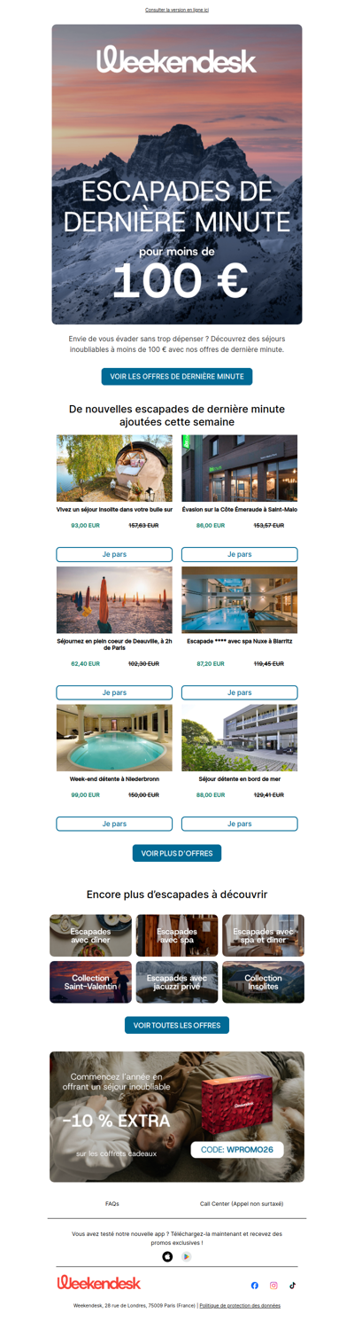 OFFRES DE DERNIÈRE MINUTE ! À moins de 100 €