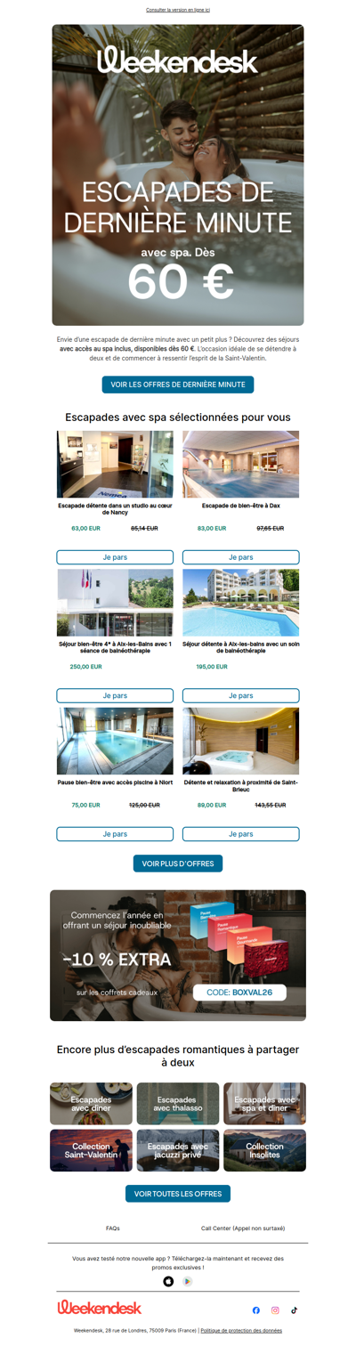 OFFRES DE DERNIÈRE MINUTE ! Escapades avec spa dès 60 €