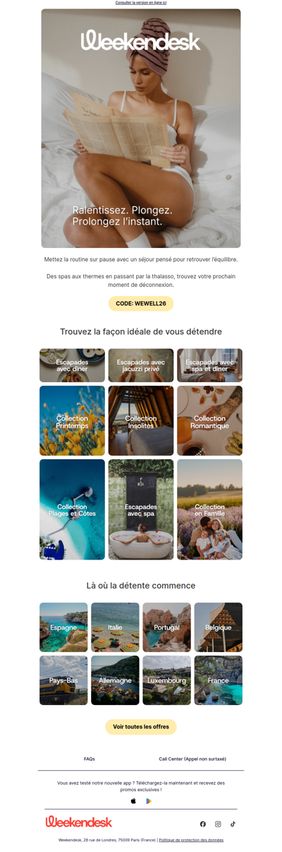 10 € offerts sur nos séjours bien-être