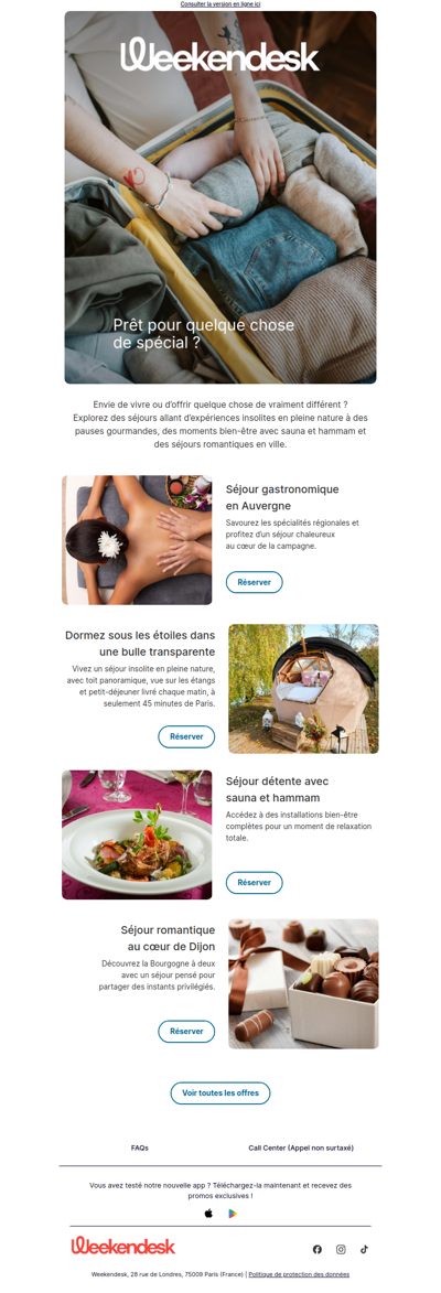 Offrez-vous ou surprenez avec un séjour inoubliable