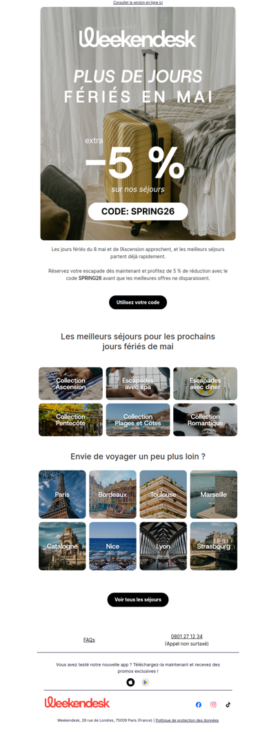 Plus de jours fériés en mai, réservez avant qu’il ne soit trop tard