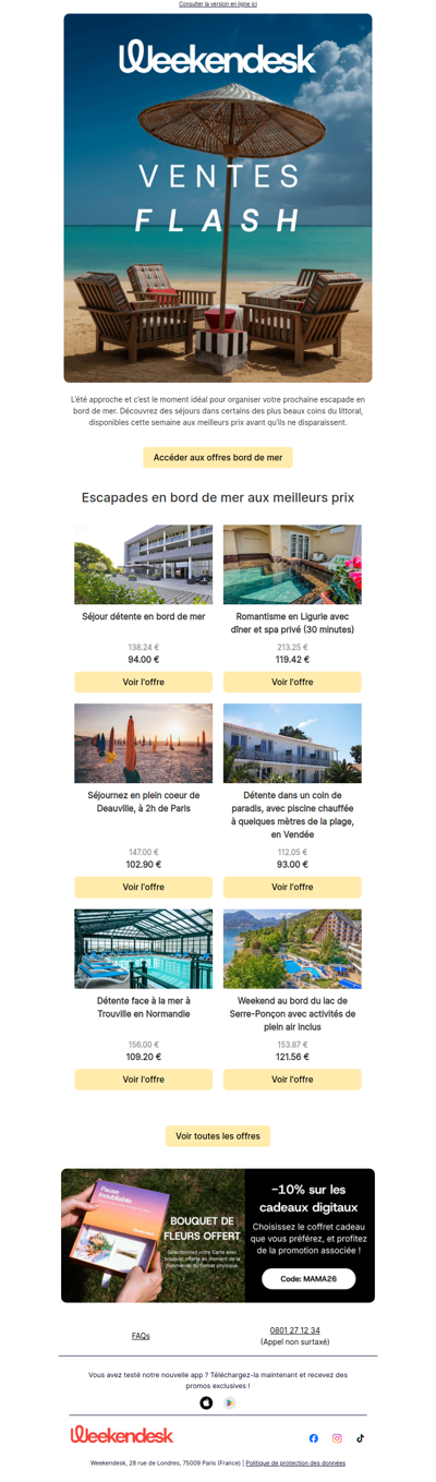 VENTES FLASH escapades en bord de mer