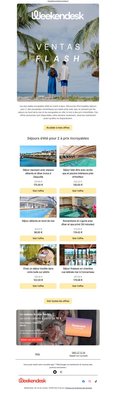 VENTES FLASH escapades d’été pour 2