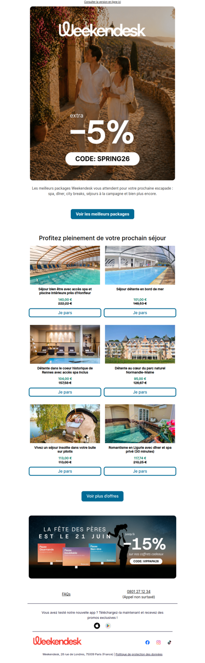 5 % sur votre prochain séjour