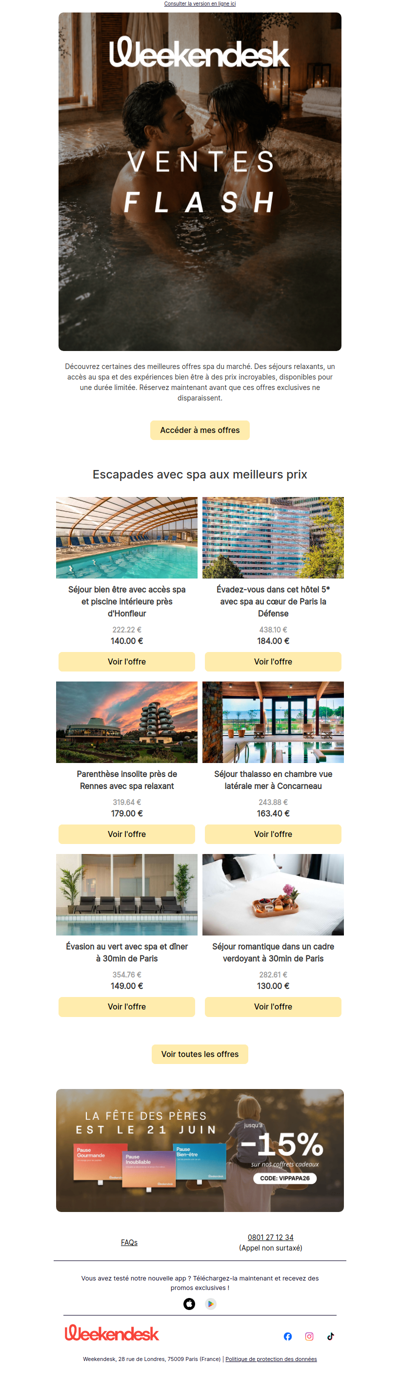 VENTES FLASH séjours avec spa
