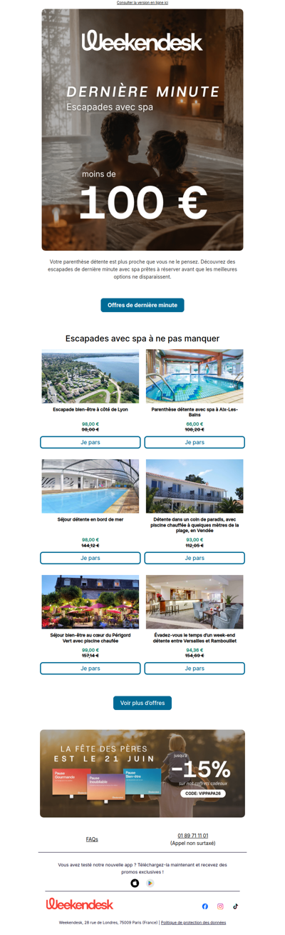 Escapades avec spa à moins de 100 €