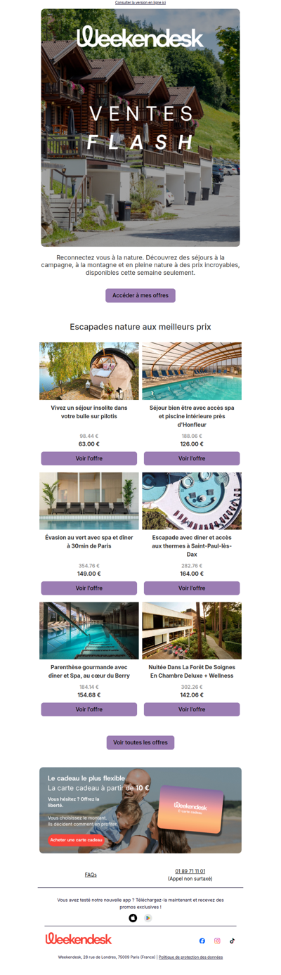 VENTES FLASH escapades nature