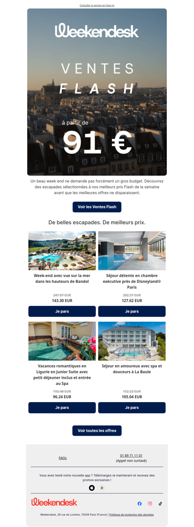 Votre prochaine escapade à partir de 91 €