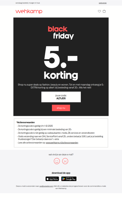 🚨 5.- EXTRA korting tijdens Black Friday