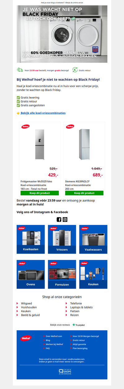 Waarom wachten op Black Friday? De beste koel-vriescombinatie deals vind je vandaag al!