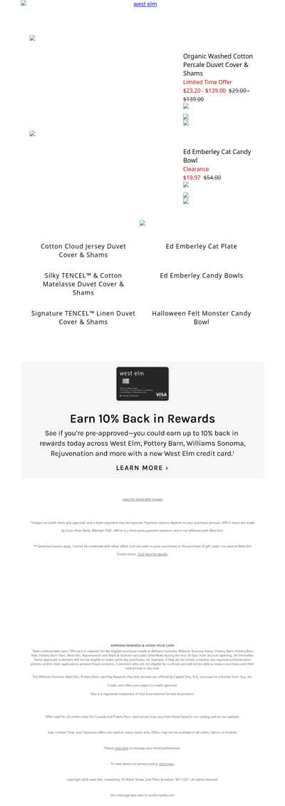 Organic Washed Cotton Percale Duvet Cover & Shams is on *sale* but going fast + Up to 60% off the Winter Sale