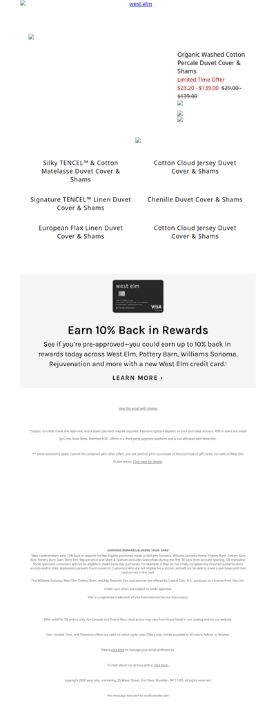 The Organic Washed Cotton Percale Duvet Cover & Shams you loved is now on sale! + Up to 60% off the Winter Sale