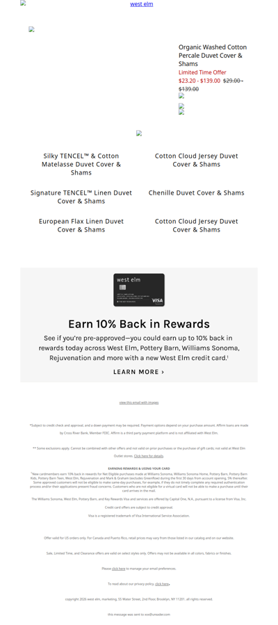 Organic Washed Cotton Percale Duvet Cover & Shams is on *sale* but going fast