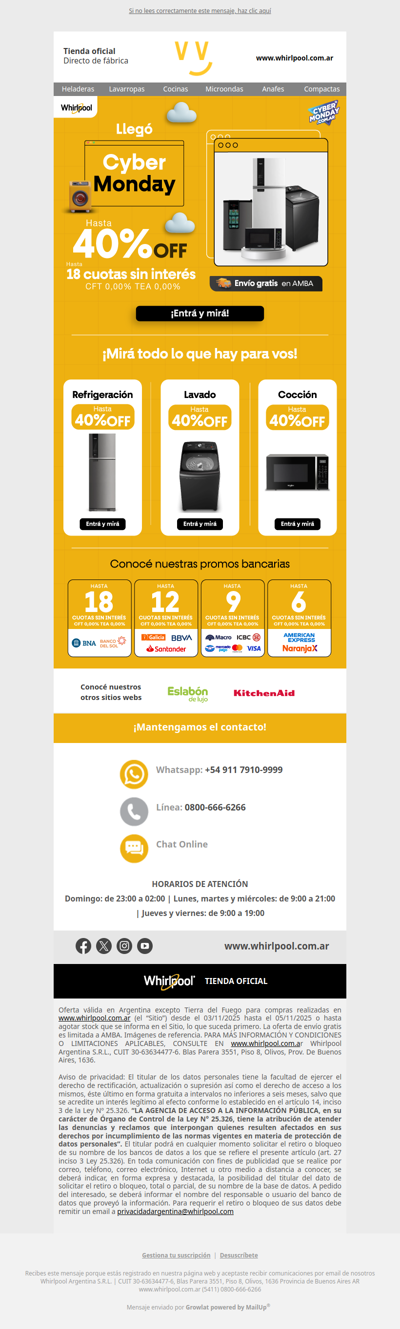 CYBER MONDAY: hasta 40% OFF 💥