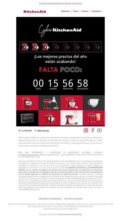 ¡Último día del Cyber KitchenAid! 🚨