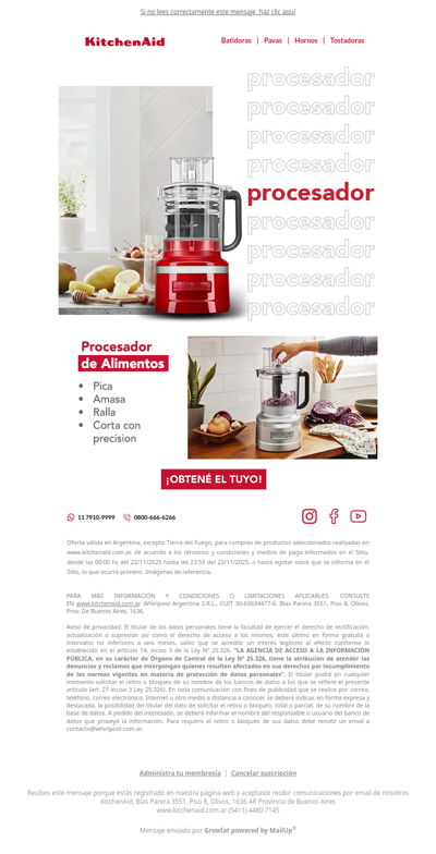 ¡Prepará más con tu Mini Procesador KitchenAid! 😉