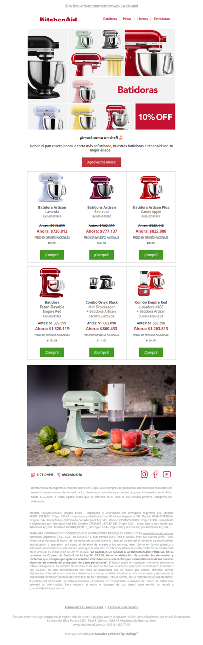 Tu KitchenAid con hasta 10% OFF✨