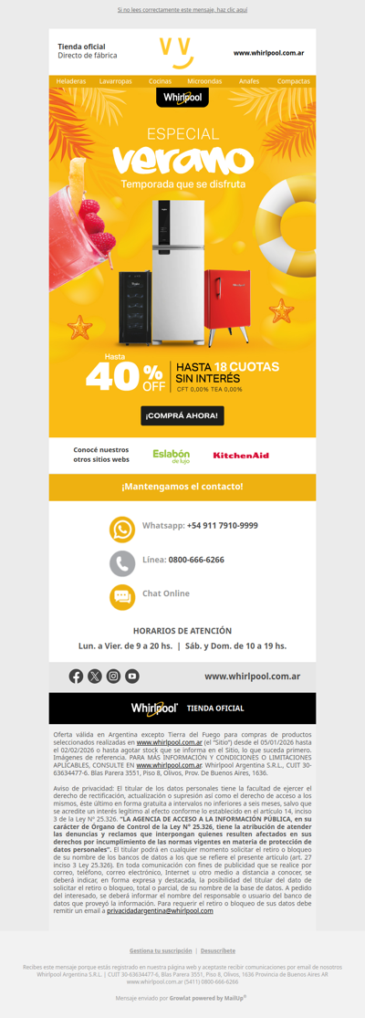 Disfrutá del verano 💦 Refri hasta 40% OFF