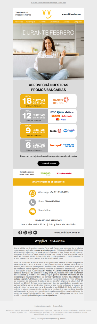 Febrero en hasta 18 CUOTAS SIN INTERÉS  💳