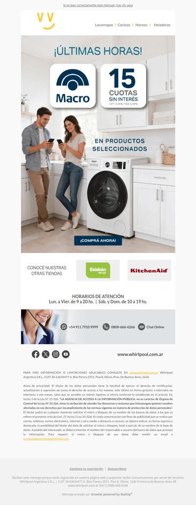 ⏳HOY TERMINA⌛ 15 Cuotas sin interés con MACRO