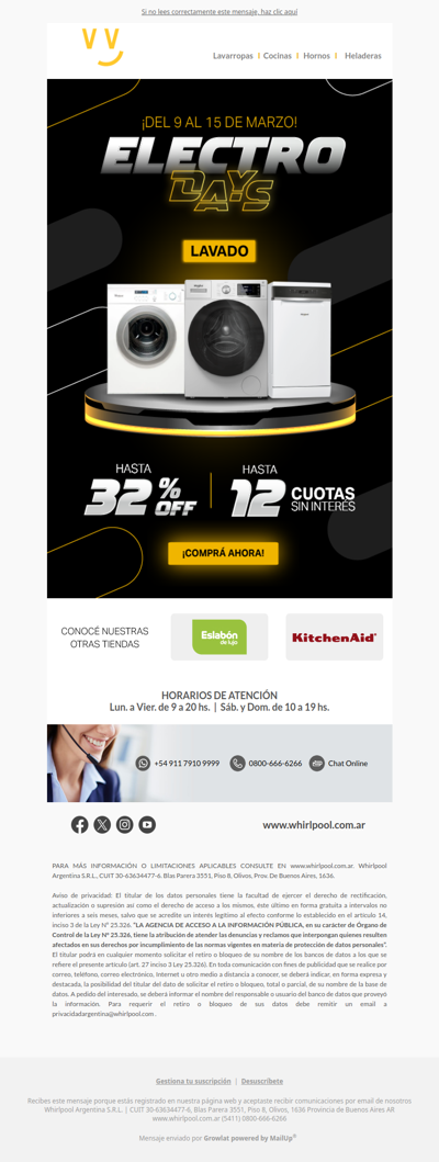 ELECTRO DAYS 🎉LAVADO hasta 32% OFF