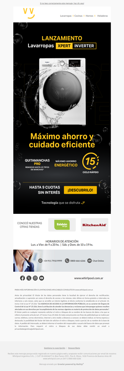 LANZAMIENTO | Nuevo lavarropas Whirlpool Inverter 7kg