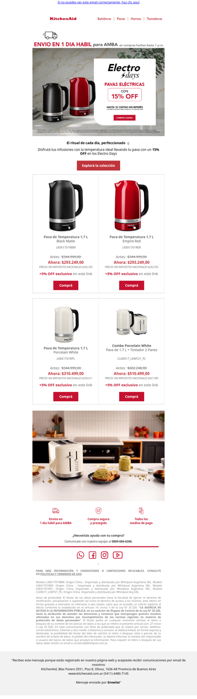 15% OFF en Pavas KitchenAid ☕