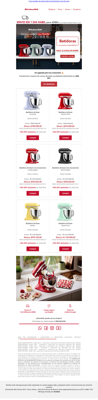 Inspirá tus recetas: 20% OFF en Batidoras 🧁