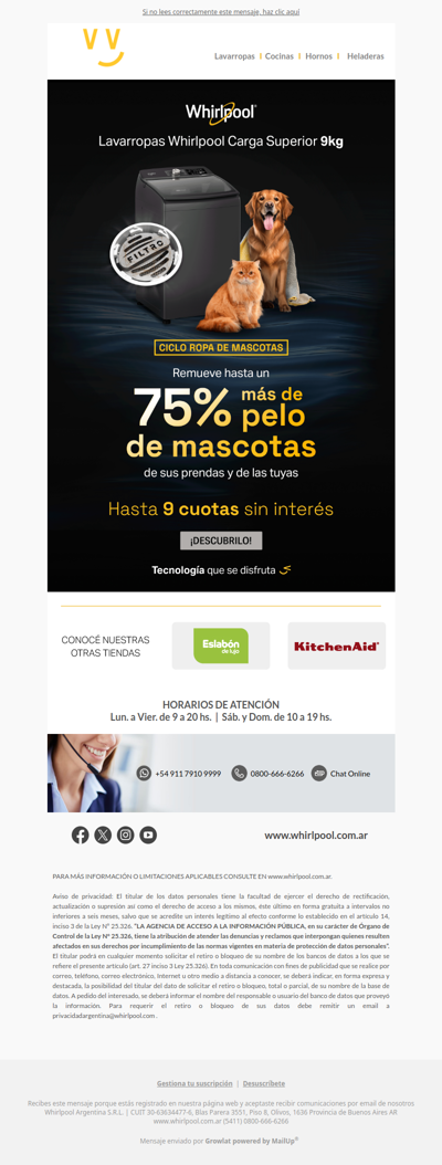 Adiós al pelo de tus mascotas en la ropa: ¡Lavarropas hasta 9 cuotas SIN INTERÉS!
