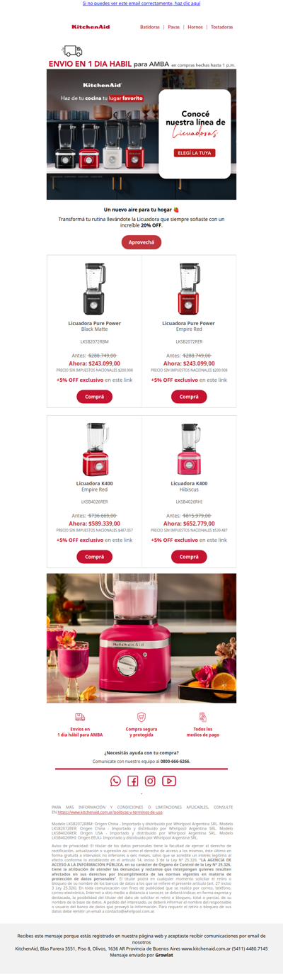 ¡Descubrí un 20% OFF en Licuadoras!