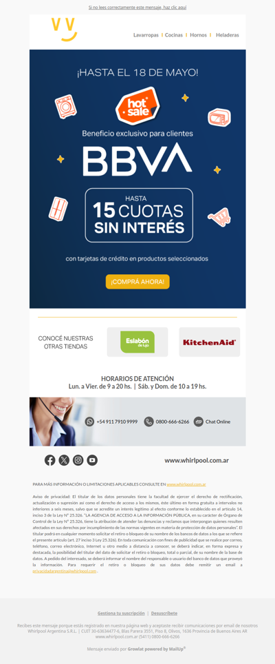 🔥 ¡Últimas horas! Hot Sale + BBVA: ¡Hasta 15 cuotas SIN interés!