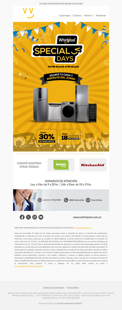 WHIRLPOOL SPECIAL DAYS 🎉Hasta 30% OFF