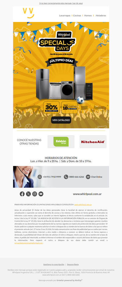🚨Últimas horas🚨 WHIRLPOOL SPECIAL DAYS