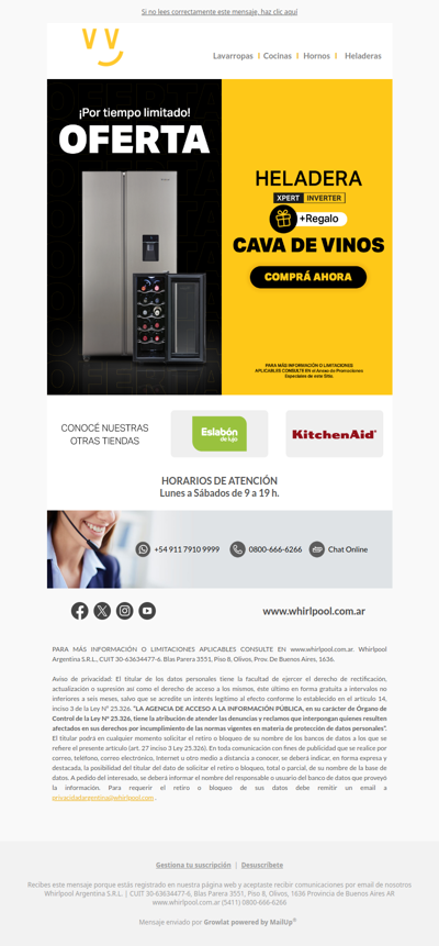 Heladera con cava de regalo ¡Solo 20 unidades!