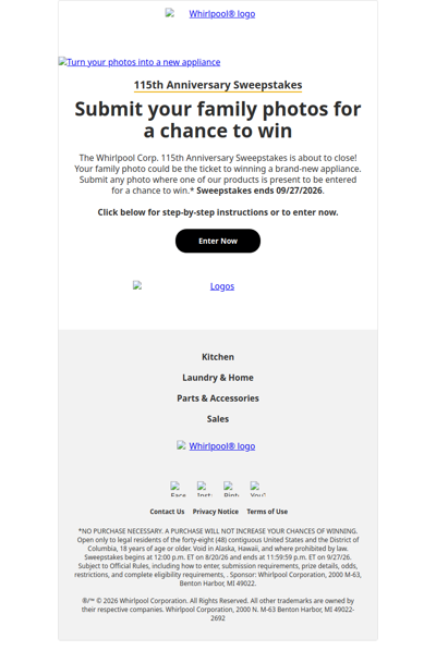 Submit a photo to win a new appliance
